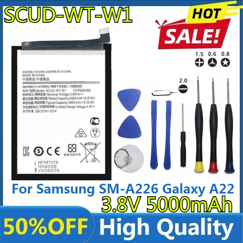 

New High Capacity Battery SCUD-WT-W1 PHONE Battery for Samsung SM-A226 Galaxy A22 5G SCUD-WT-W1 WT-N1 +Tools