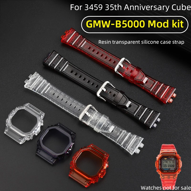 

For Casio 3459 GMW-B5000 watch bezel Mod kit 35th anniversary GMW-B5000 transparent silicone strap case G-SHOCK B5000 watch Set