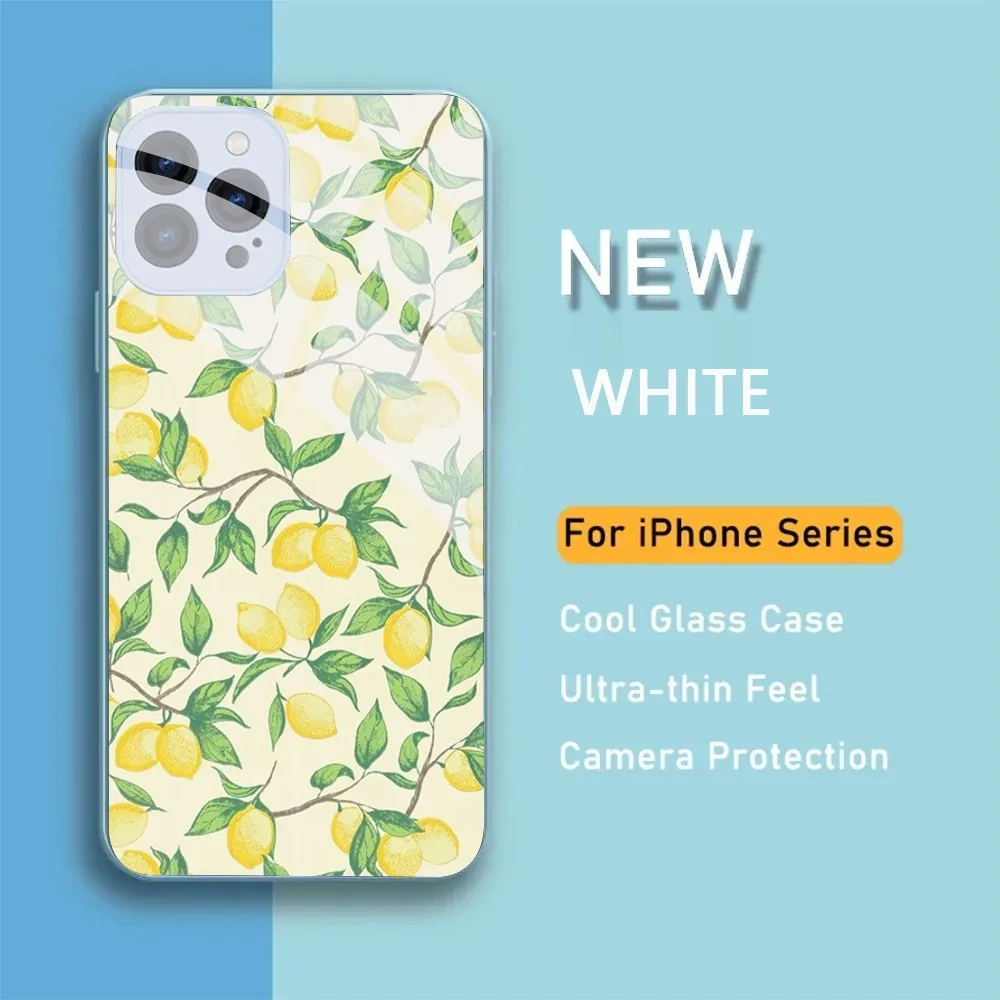 Fruit Lemon Phone Case For IPhone 15 14 13 12 Mini 11 Pro Max X XS XR 6 7 8 SE Plus Glass Hard Cover