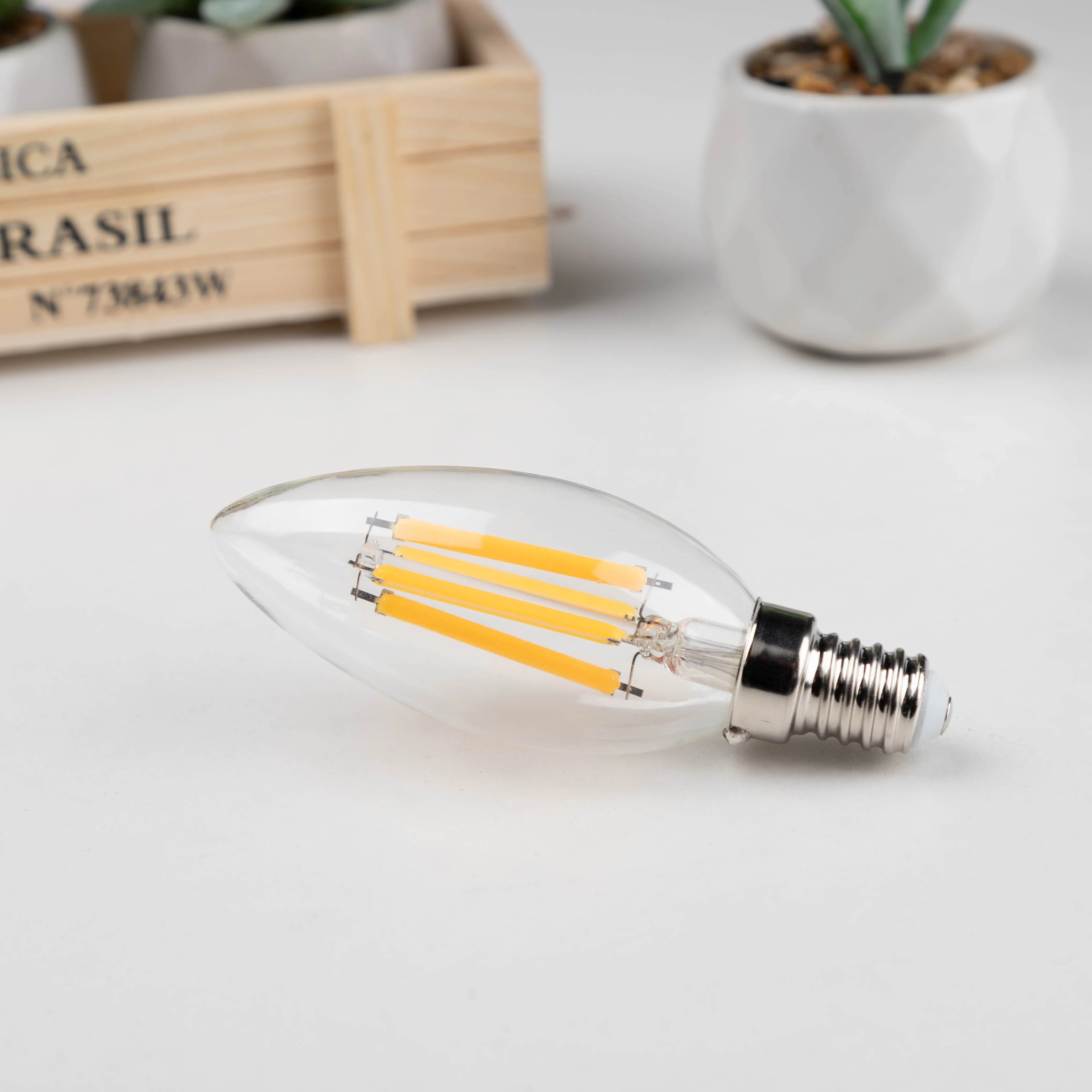 Dimmable C35 E14 Led Light Bulb E14  220V E12 110V Filament Lamp 4W 6.5W Candle Lights Warm White Replaceable Chandelier Decor