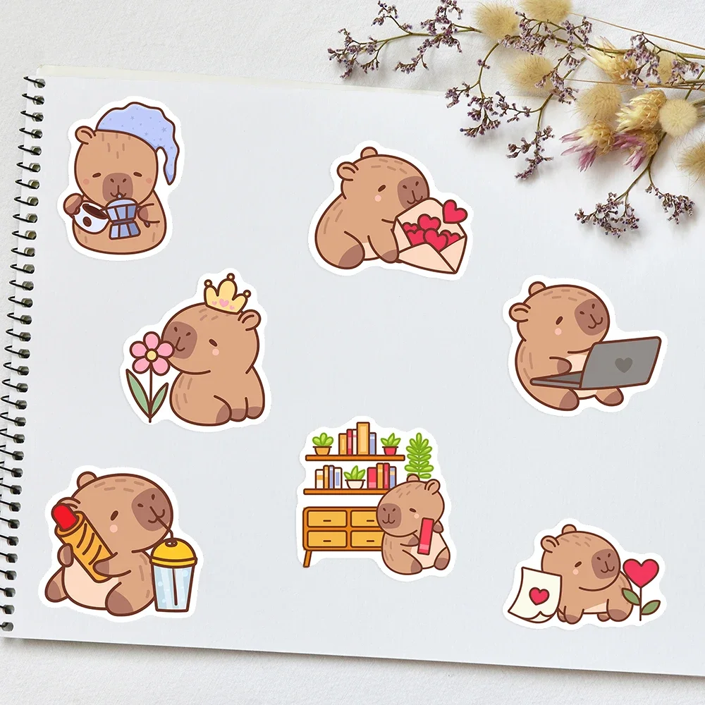 Funny Cute Cartoon Capybara Stickers Kids DIY Toys Gift Decorative Decal for Scrapbook Junk Journals Laptop Luggage Waterproof - Image 5