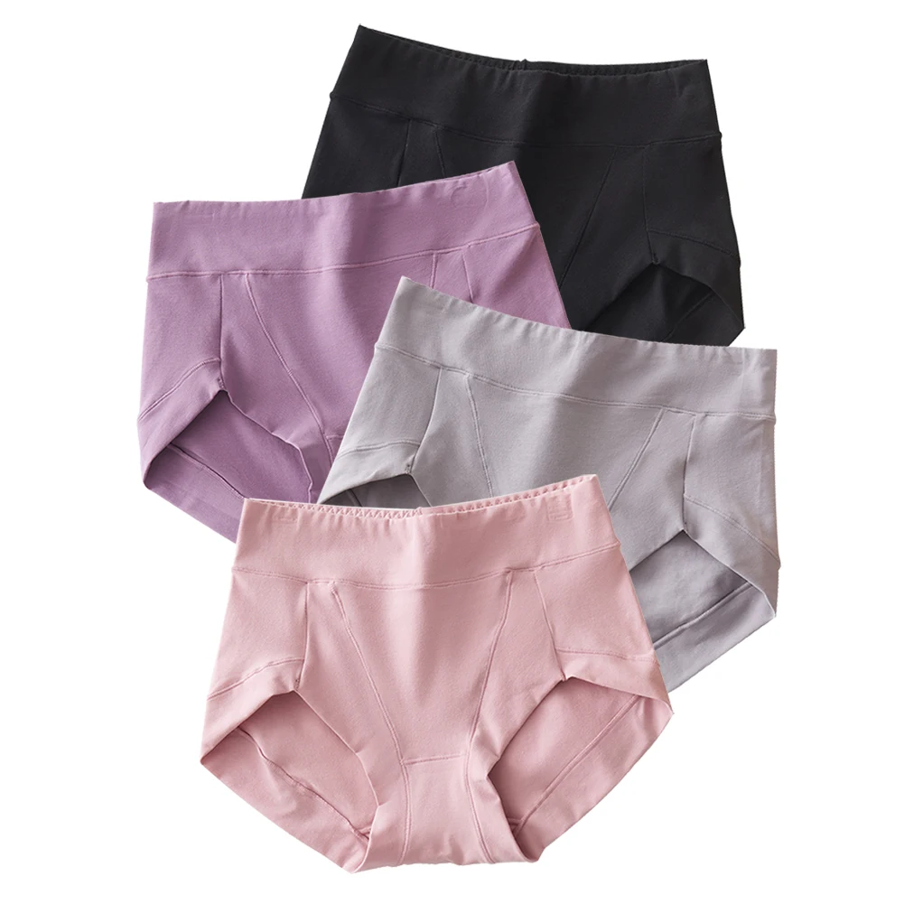 4PCS/Set High-waisted cotton underwear Womens Underwear Soft Cotton Knickers Briefs Basic Ladies Panties Panties Multipack