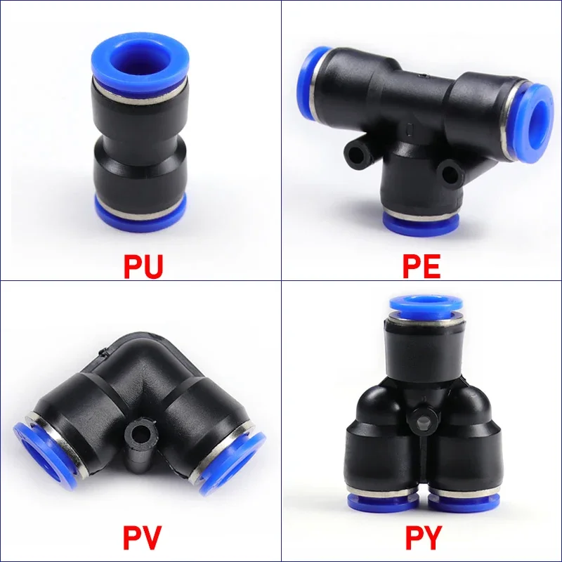 Pneumatic Fittings Plastic Connector PU/PY/PE/PV Equal Joint for Air Water Hose Tube Push In Straight Gas Quick Connection