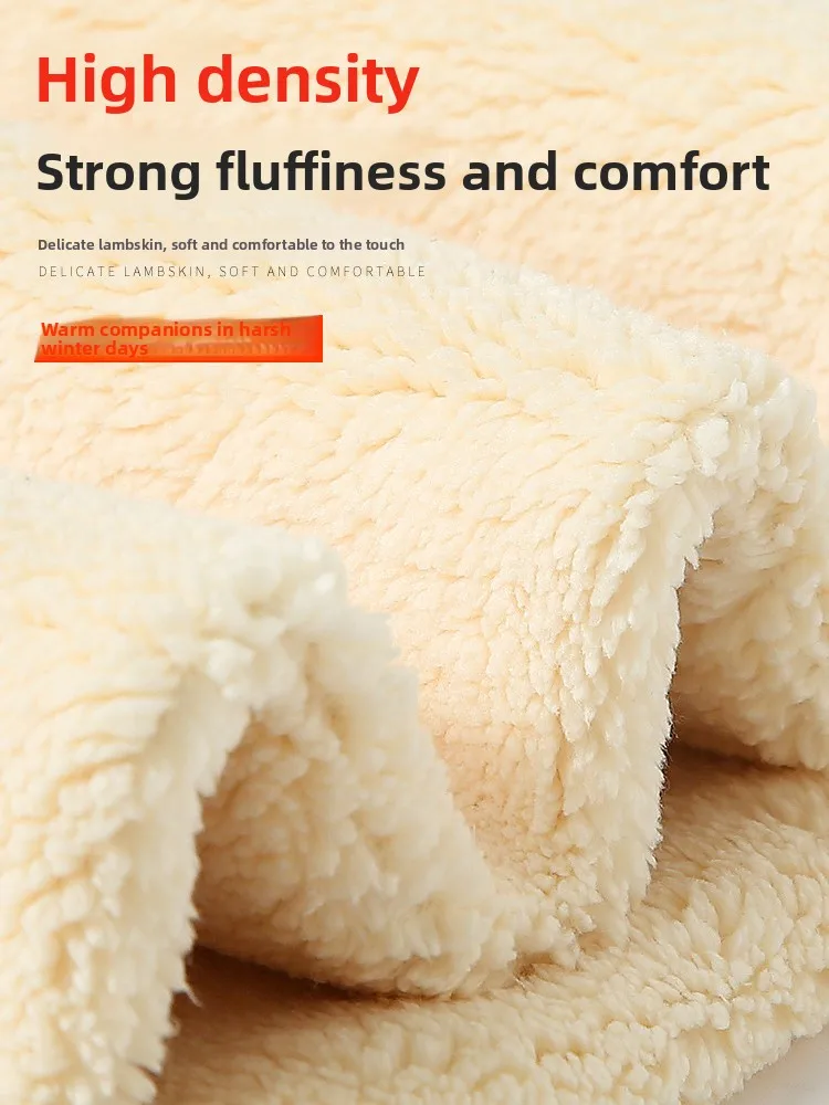 Spodnie ocieplane z jagnięcej wełny, z wysokim stanem, damskie spodnie bazowe, plus size, ciepłe zimowe okrycie wierzchnie.