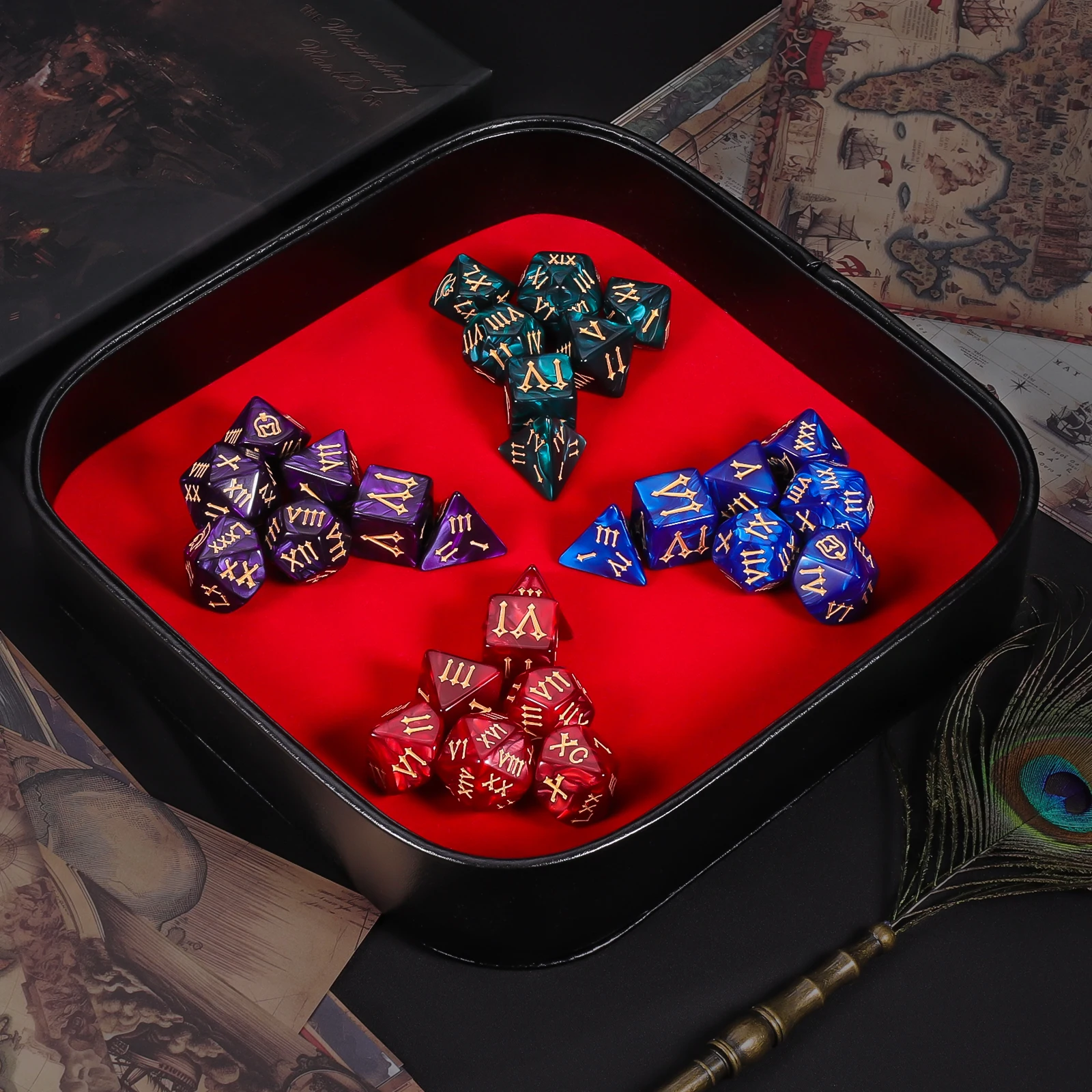 

DND Dice Set -7pc Roman numerals Polyhedral Dice with Dice Bag for D&D RPG MTG Role Playing Table Party Games & DM & Dice Goblin
