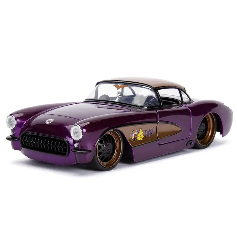 Jada 1:24 Violet Chari 1957 Muscle Scale Diecast Alloy Cat Girl And Car Model Metal Car Collection Display Decorations