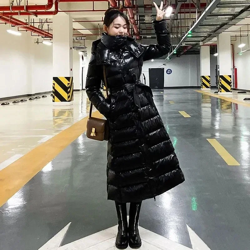 

Glossy Winter Jacket Womens 2023 New Hooded Long Casual Down Cotton Padded Coat Thicken Warm Parkas Female Oversize Outerwear