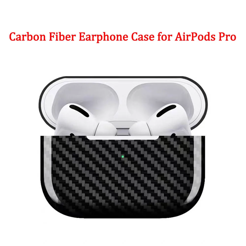 Carbon Fiber Earphone Case Capa para Apple AirPods Pro e 3, Real Carbon Fiber, LED Fone de ouvido sem fio, Hard Case