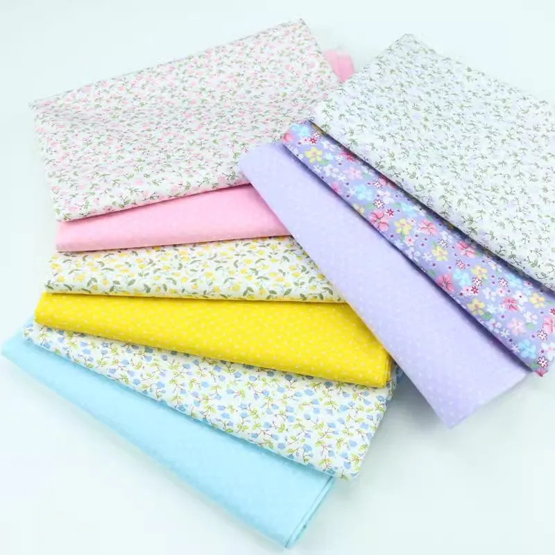 Tela de algodón con estampado floral de hojas y puntos, acolchado, cojines de cuna de bebé, costura de vestido, Tissus, tela de retazos DIY, Tecido