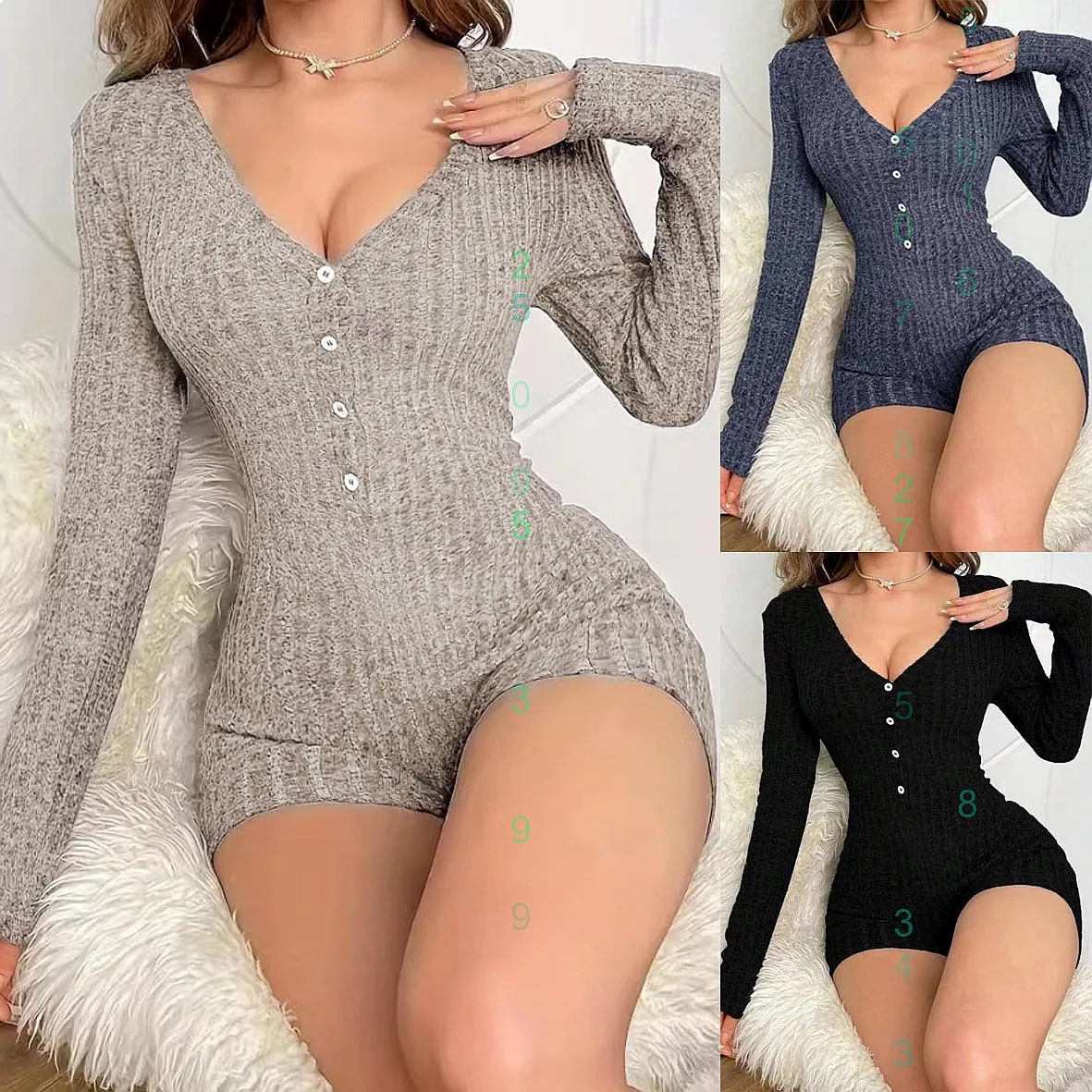 

Women's Ribbed Knit Jumpsuit Casual Slim Fit Overall Bodysuit Playsuit Spring Summer