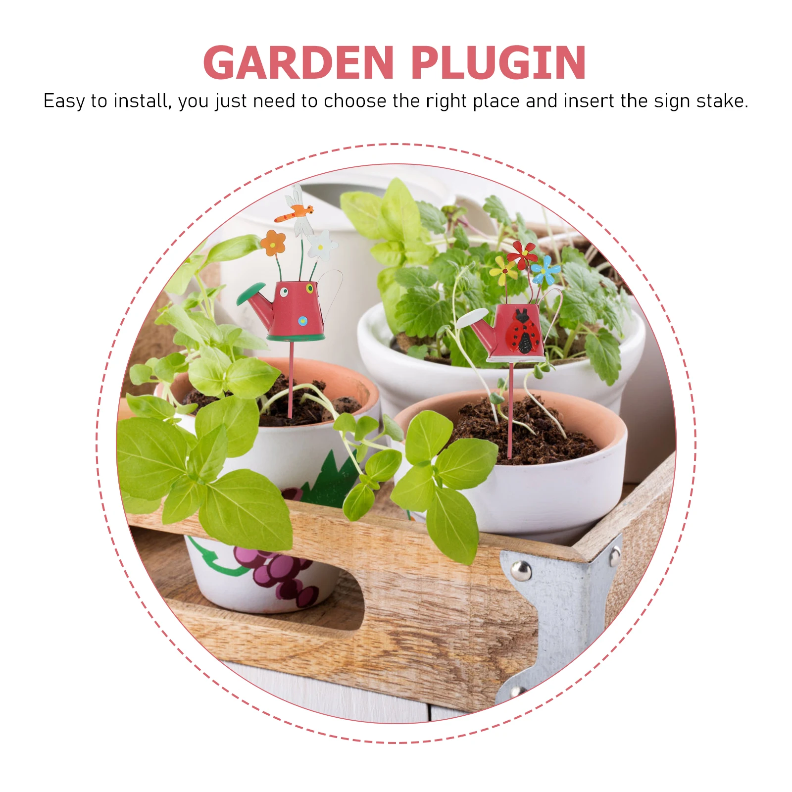 

6pcs Stakes Decorative naments for Outdoor Yard Garden naments For Outside Garden Easter Durable Iron Plant Pots Flowers