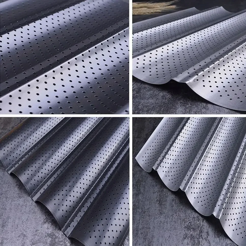 New Nonstick Baguette Baking Tray 2/4 Grooves Bakeware French Bread Baking Pan Waves French Bread Toast Baguette Mold