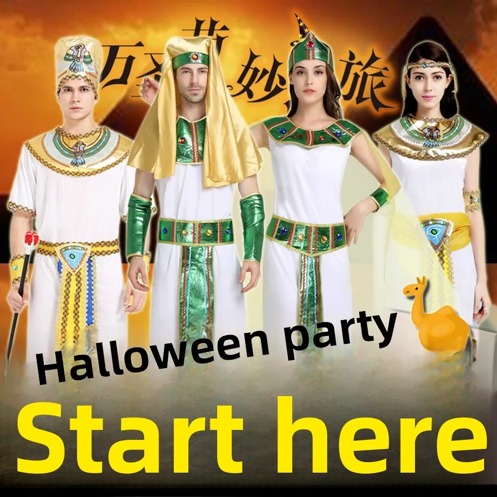 Adult loween Costume Pharaoh King Prince Robe Role-plang Long Dr Chinese Production Winter Season Lycra Material