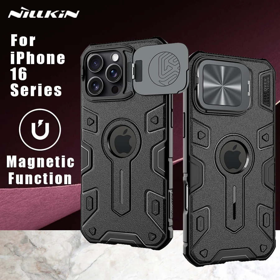 

for IPhone 16 Pro Max Case Nillkin Magnetic Case Camshield Armor Prop Case Ultra Hard Camera Protector Back Cover for iPhone 16