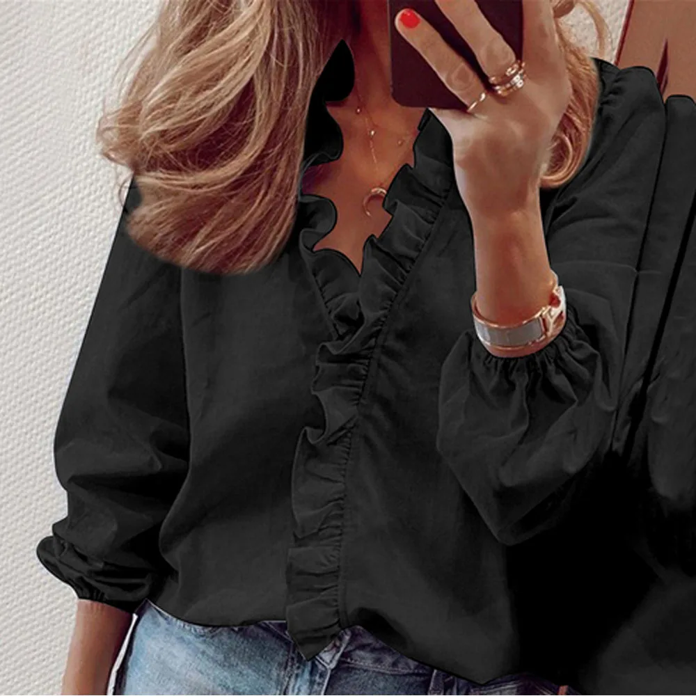 

2022 Autumn Fashion Women Blouses Solid Tops Long Sleeve Turn-down Korean Style Shirt Casual Clothing Girl Feminine Overshirt