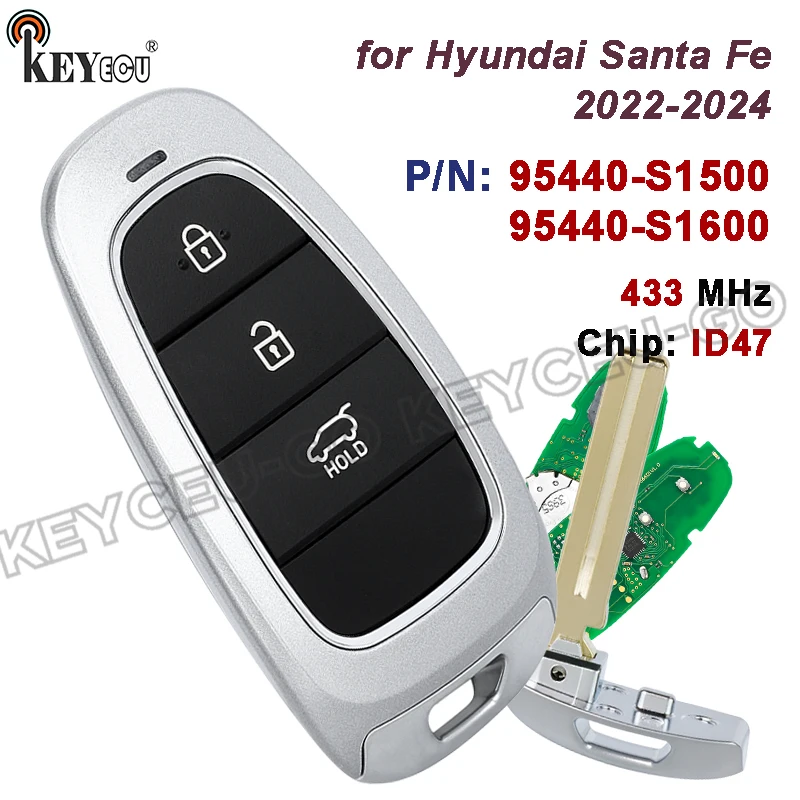 

KEYECU 433MHz ID47 Chip 95440-S1500 95440-S1600 FOB-4F25 for Hyundai Santa Fe 2022 2023 2024 Keyless-Go Smart Remote Key Fob