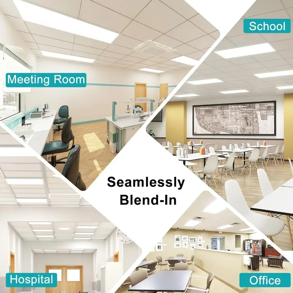 Dimmable LED Flat Panel Lights, 2x4 LED Drop Ceiling Light Fixture, Selectable, 0-10V, 50W, 24x48, 6 Pack