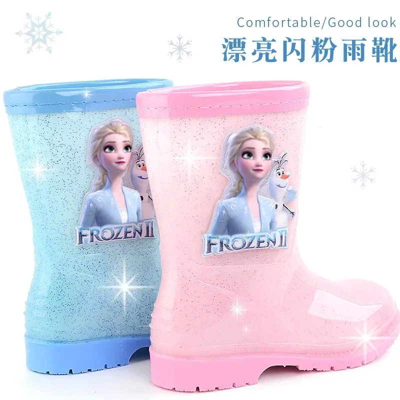 Disney girls Frozen Rain Boots Student Rain Boots Children\'s Princess Rain Boots Water Shoes Non-Slip Short shoes