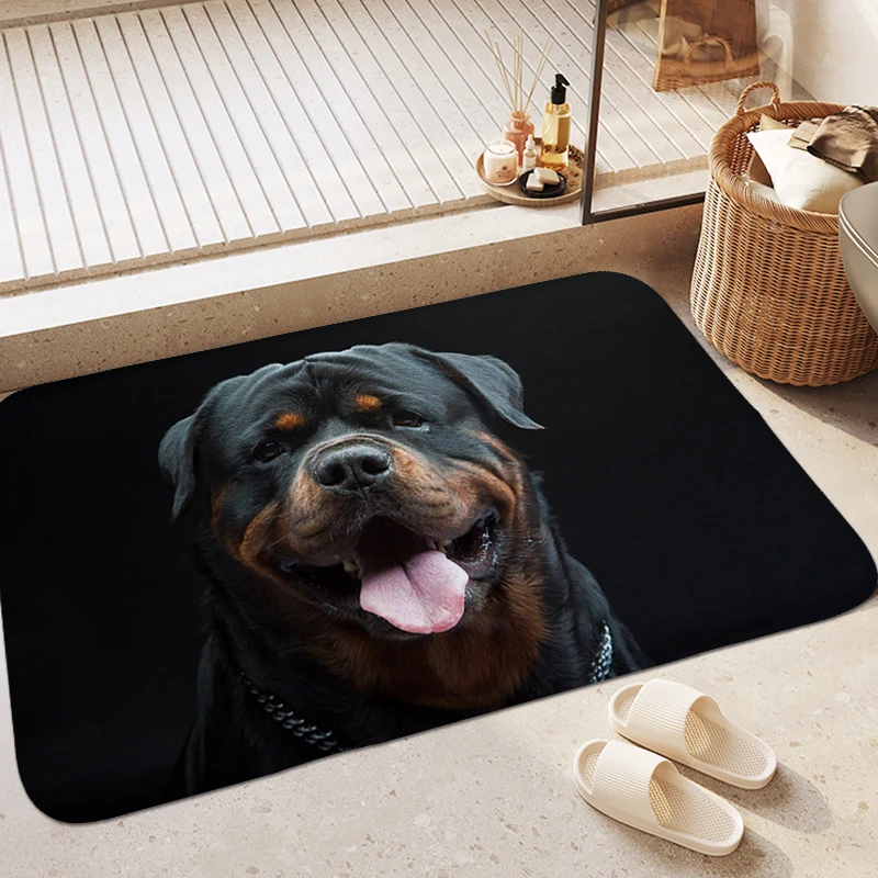 Custom Hallway Rug Rottweiler Aesthetic Bathmat Bathroom Carpet for Bedroom House Interior Entrance Mat Room Decorating Items