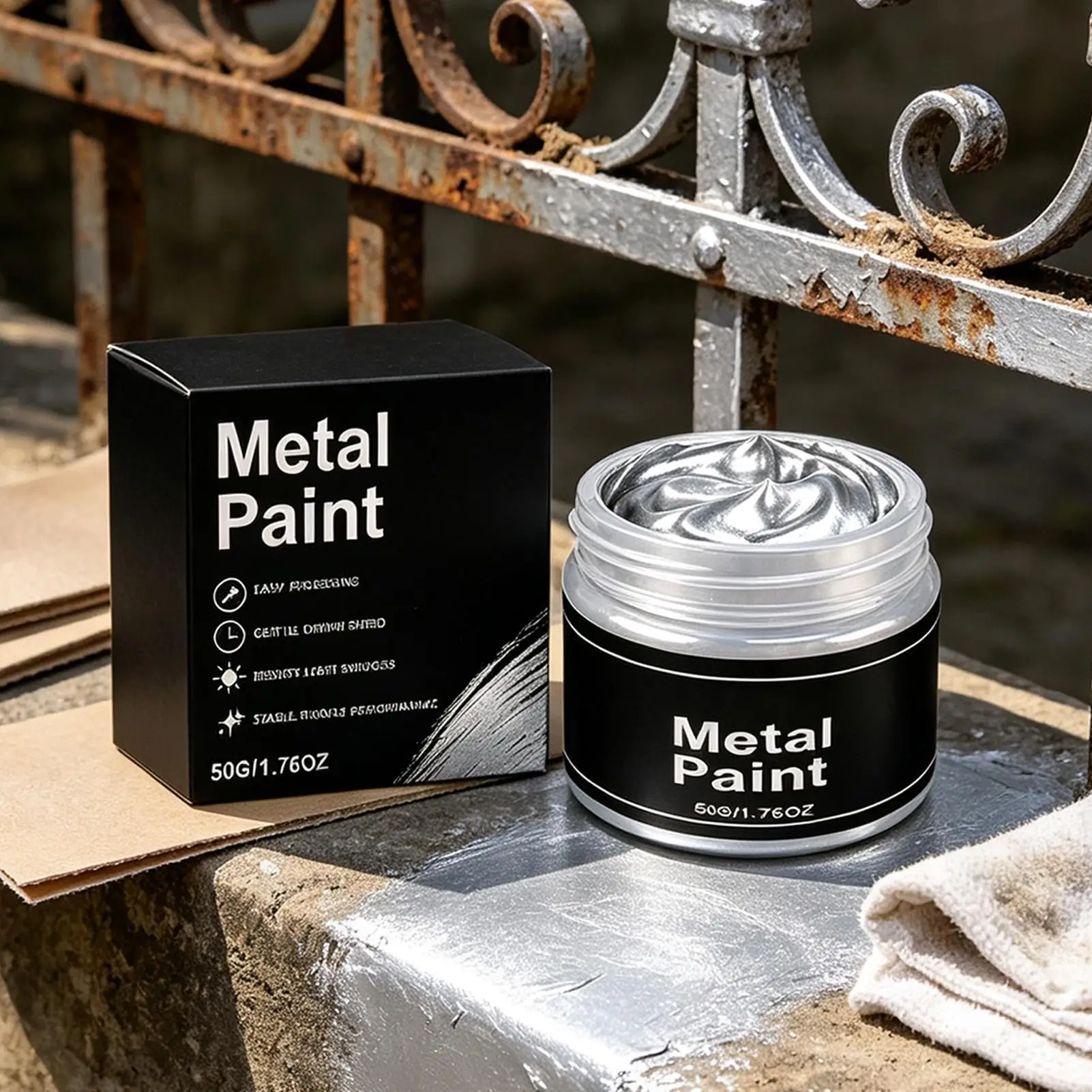 Metal Paint Silver Quick Dry Anti-Crack Anti-Peel Craft Paint 50g for Wood Metal Plastic Ceramic Anti-Rust Coating Waterproof
