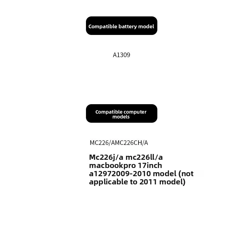 7.2V 13000mAh A1309 Battery For Apple Mac Pro 17