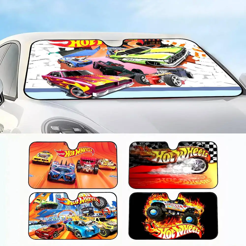 

Hot W-Wheels-Themed Car Sun Shades Cover Anti-UV Protection Car Window Sunshades Foldable Windshield Sunshade Accessories