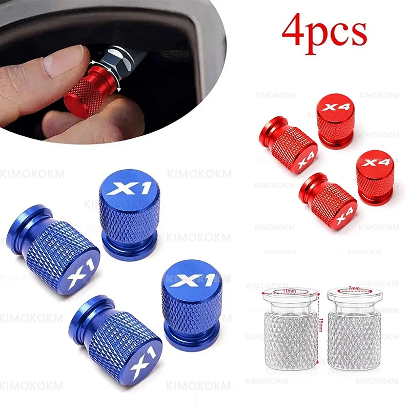  4Pcs X1 For BMW X1 X2 X3 X4 X5 X6 X7 Motorcycle CNC Tires Gas Nozzle Cover Valve Core Cap Aerated Mouth Airdust Waterproof