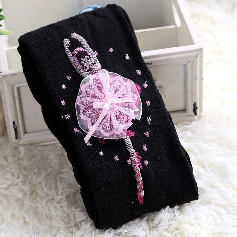 Sweet Cute Children Cotton Knitted Tights Cute Ballet Girl Pattern Soft Breathable Elastic Pantyhose Warm Skin-Friendly Leggings - view 4