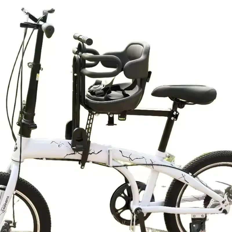 Front Mount Bike Seat Mountain Bike Safety Seat Comfortable Safety Cycling Seat Front Padded Seat with Guardrail Seat Belt