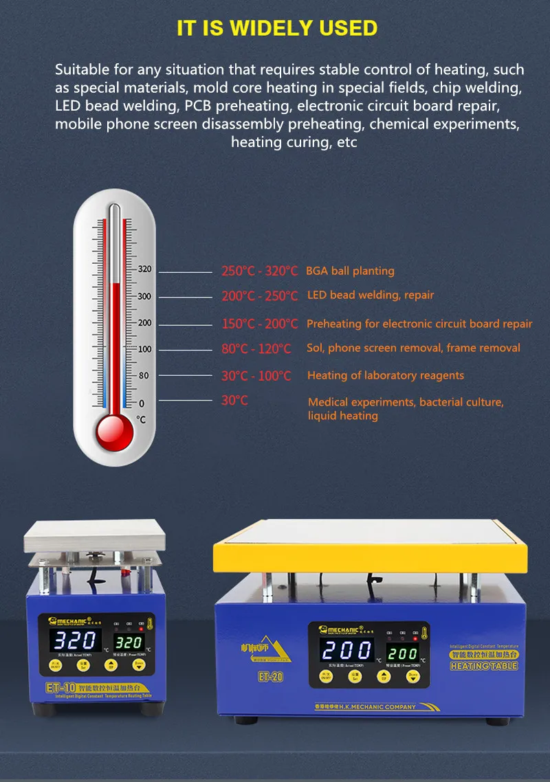 Meccanico ET-20 Piattaforma riscaldante da tavolo riscaldante digitale intelligente a temperatura costante per IPad IPhone e riparazione PC da tavolo