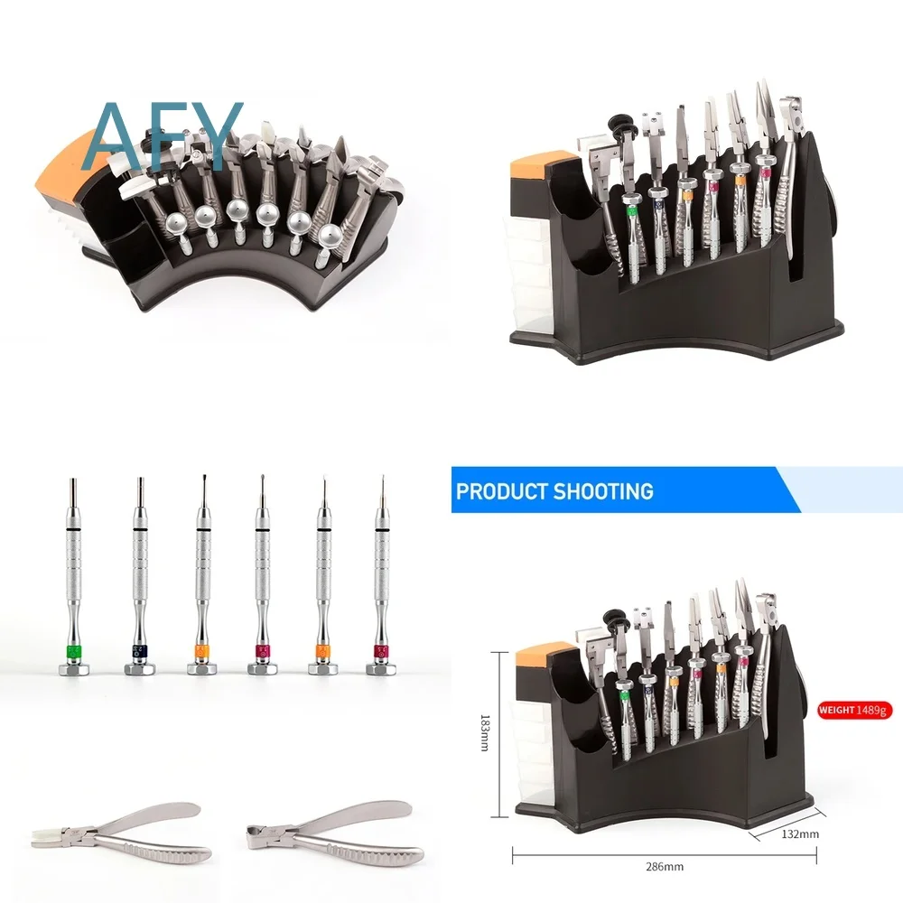 ST-B08AB-1 for Eyeglasses Repair Tool Set Stainless Steel Frame Adjustment Pliers Screwdriver Holder Precision Optician