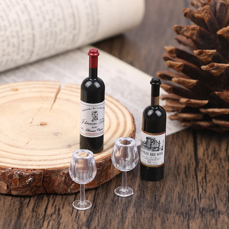 1Set casa delle bambole simulazione in miniatura scatola di vino rosso modello accessori alimentari per la decorazione della casa delle bambole i bambini fanno finta di giocare con i giocattoli