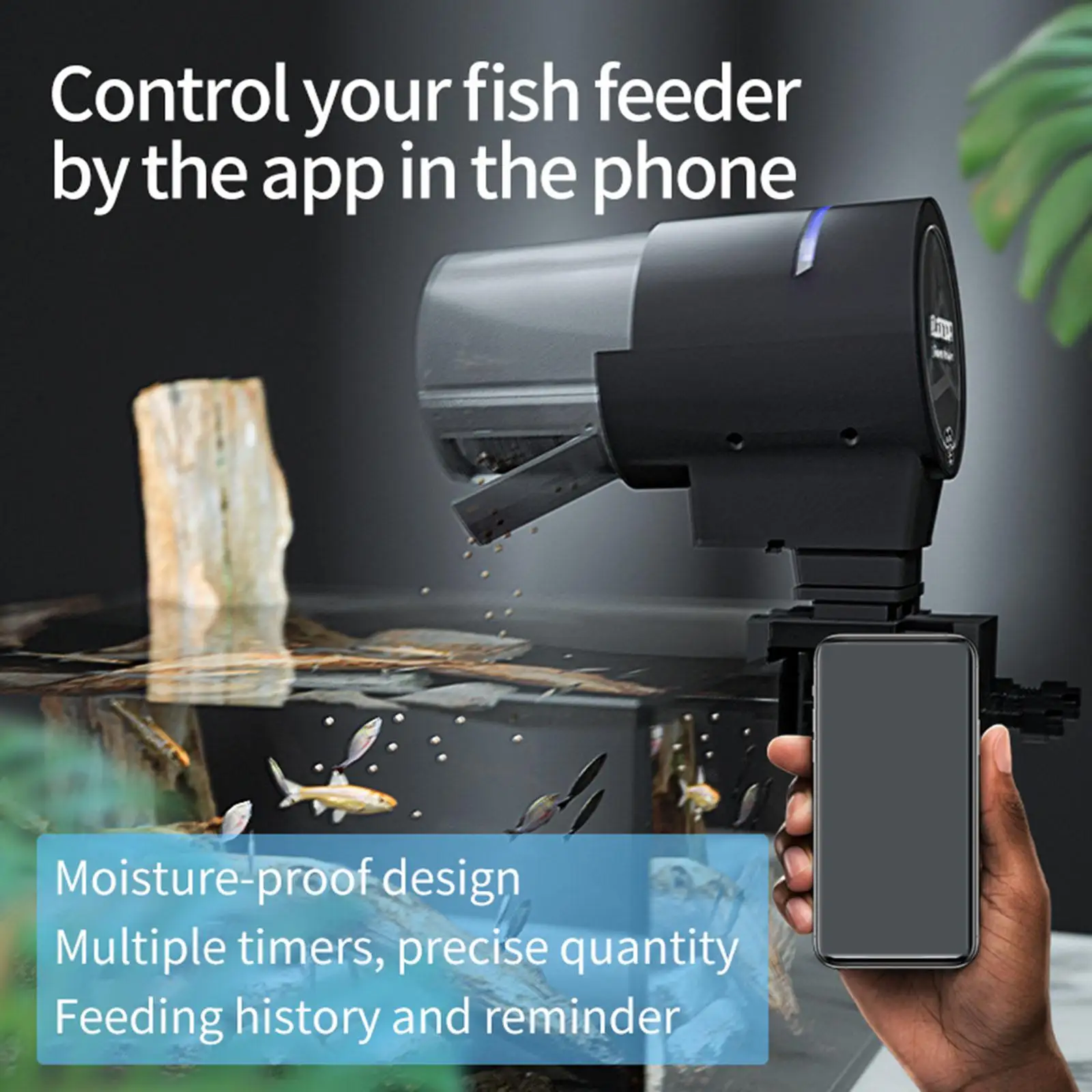 Large Capacity WiFi Automatic Fish Feeder Aquarium Fish Tank App Control Intelligent Food Dispenser for Travel Vacation Holiday