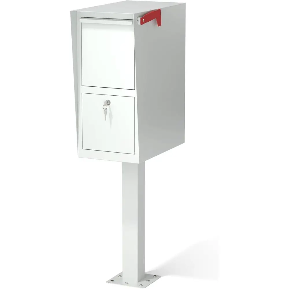 

Защищенный почтовый ящик для отправлений на выходные с креплением на столб и основанием для защиты посылок у тротуара