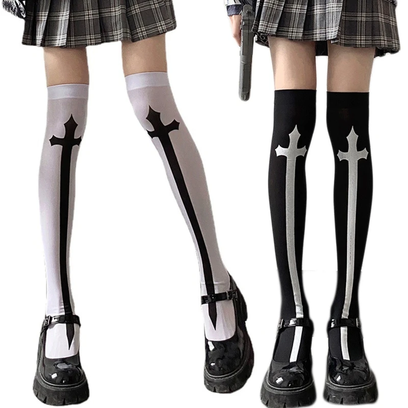 Women's Knee High Socks Halloween for Cross Sword Thigh High Socks Costume Props