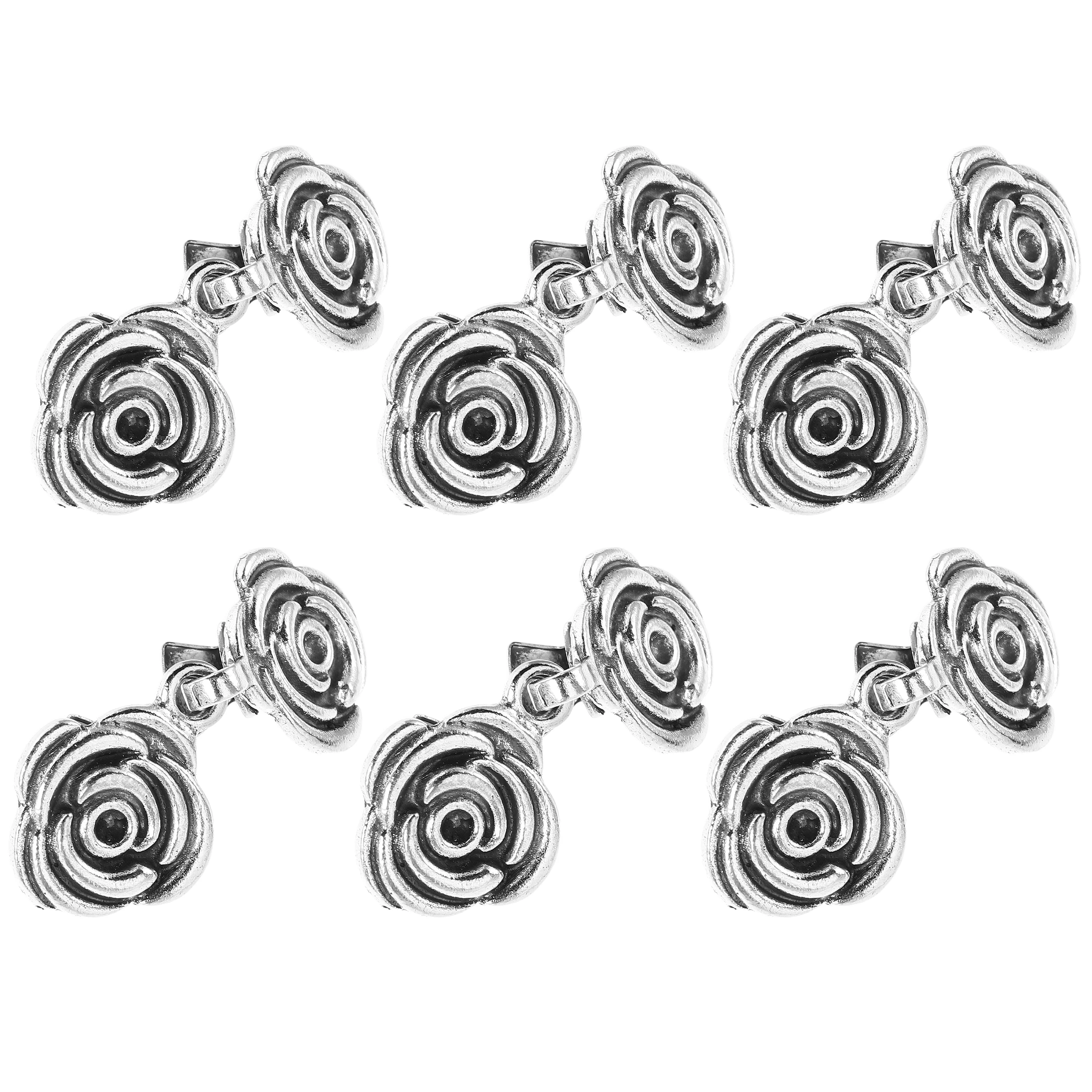 

6Pcs Vintage Rose Sweater Clips Retro Cardigan Shawl Clasps Clothing Fasteners Elegant Cardigan Clips for Women