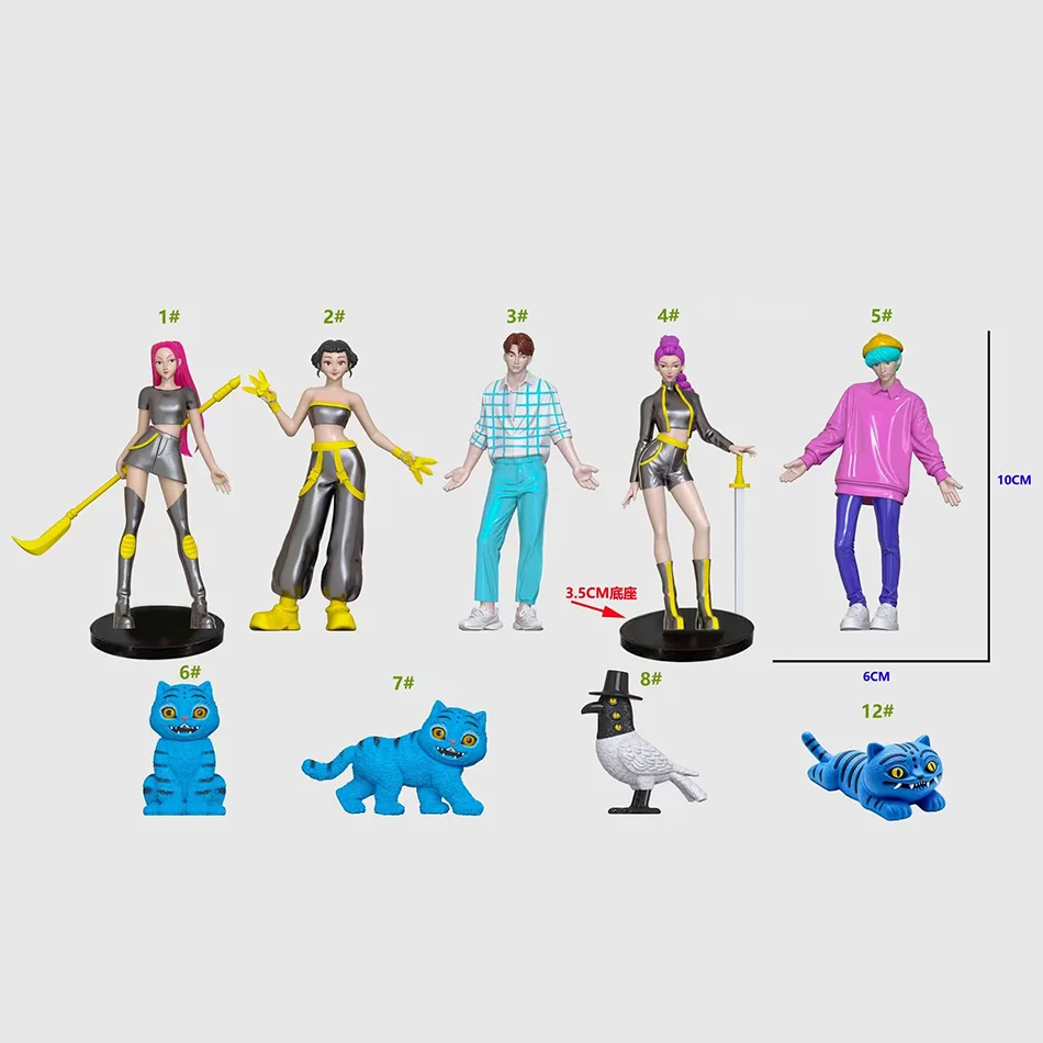 7-9個/セット KPOP デモンハンターズ アクションフィギュア おもちゃ デルピーズ タイガー ルミ ミラ ゾイ サッシ フィギュア ドール ファン向けギフト 4種類のおもちゃギフト