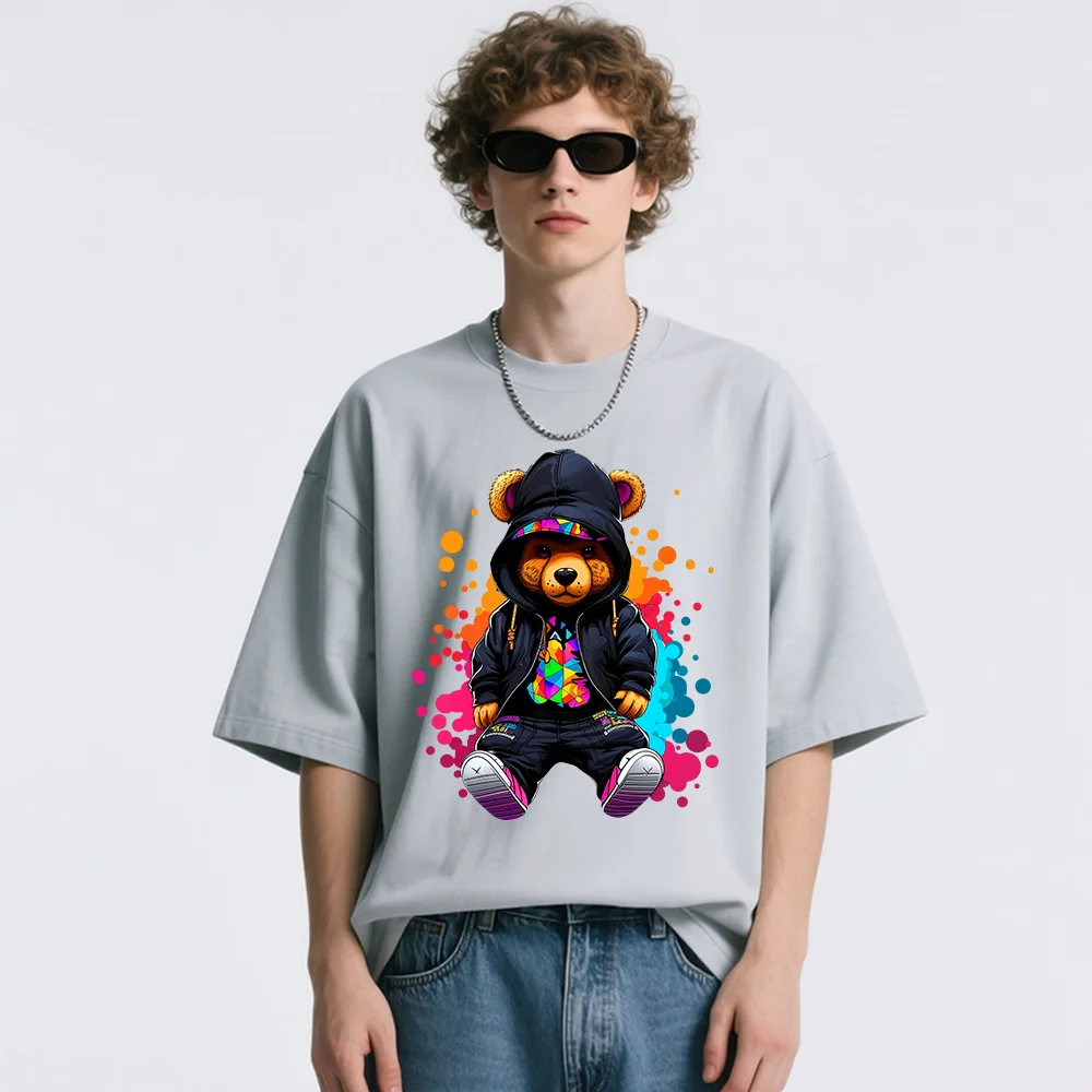 4 قطع من ملصقات نقل الحرارة على شكل الدب الكرتوني العصري، ملصقات نقل الكي DIY، مناسبة للقمصان والجينز وحقائب الظهر والقبعات