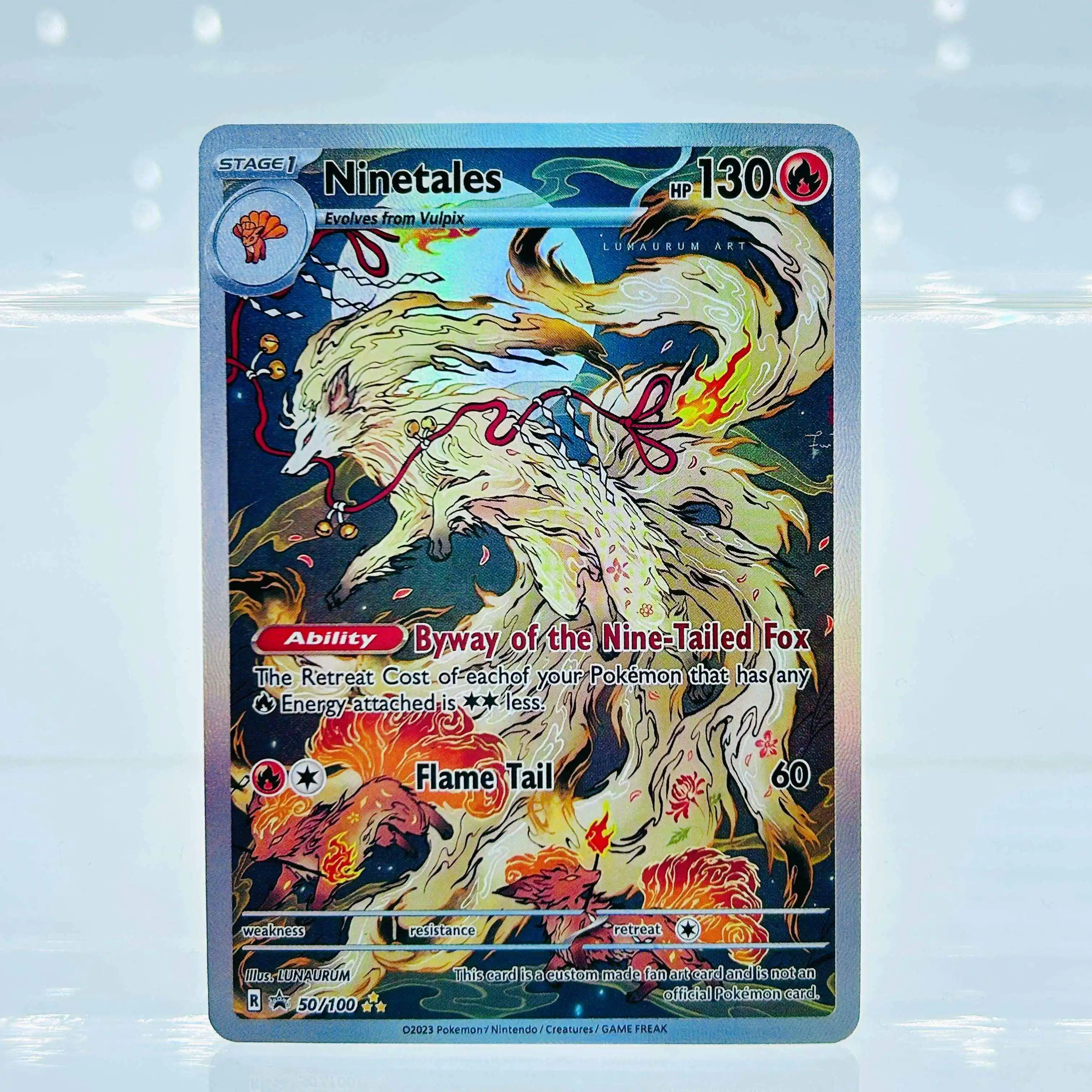 Ninetales 50/100 English Version Collectible Grade DIY Foil Texture Nice Condition Premium Anime Collection Cards
