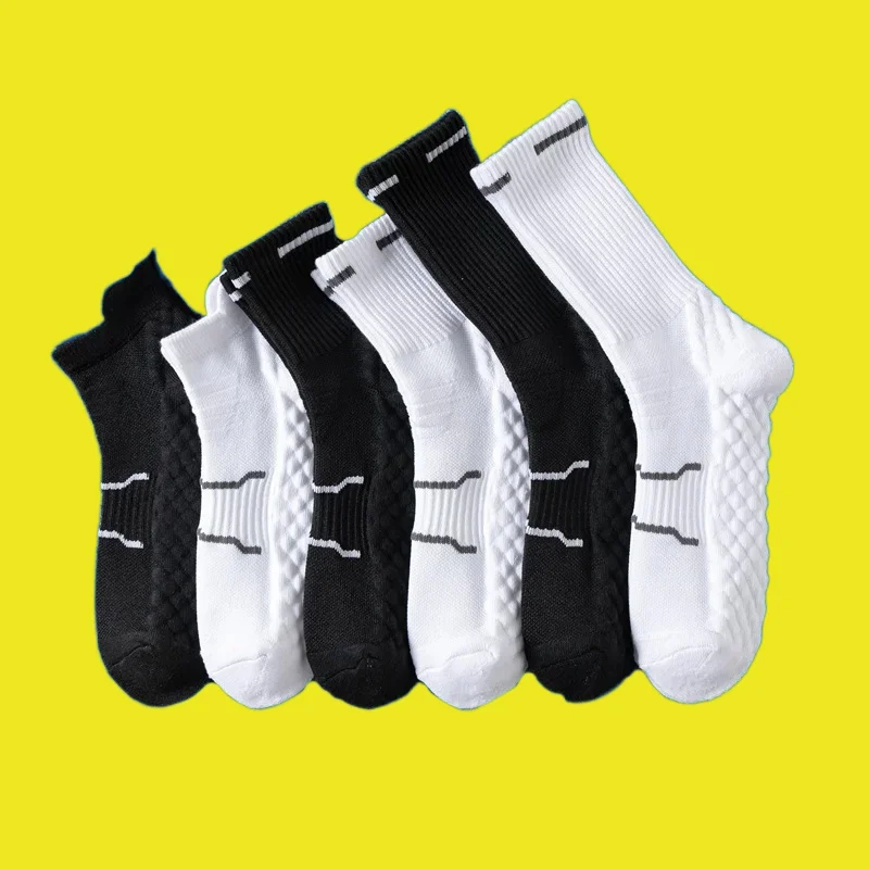 

5/10 Pairs Running Sports Mid Tube Socks Sweat Absorbing Breathable Basketball High Quality Men's White Socks Towel Soled Socks