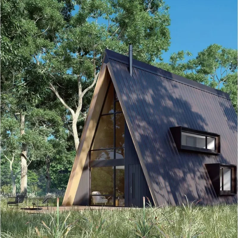 Triangular Villa Luxurious Anti-corrosion Wooden Structure Prefab House for Scenic Spot High-end Tourist Accommodation