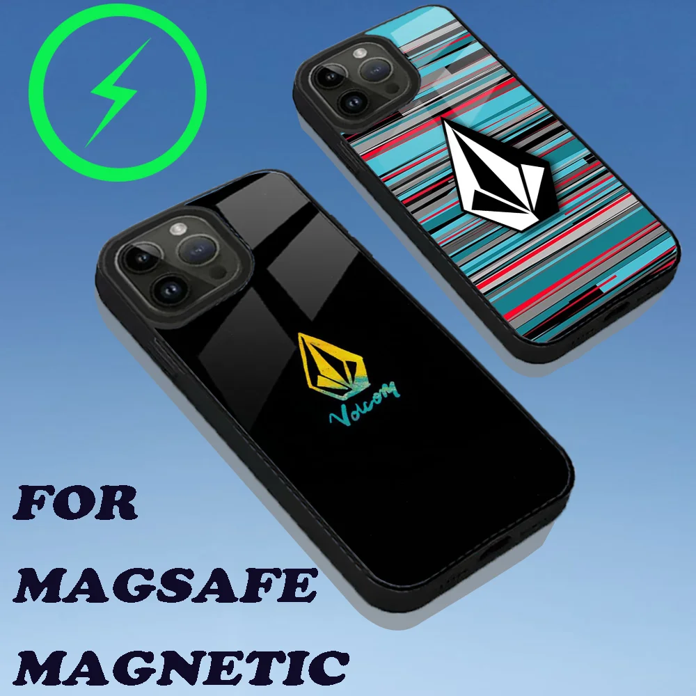 L-Luxury V-VOLCOM-S Sport Style Phone Case For iPhone 15,14,13,12,11,Plus,Pro,Max Mini Magsafe Magnetic Wireless Charging