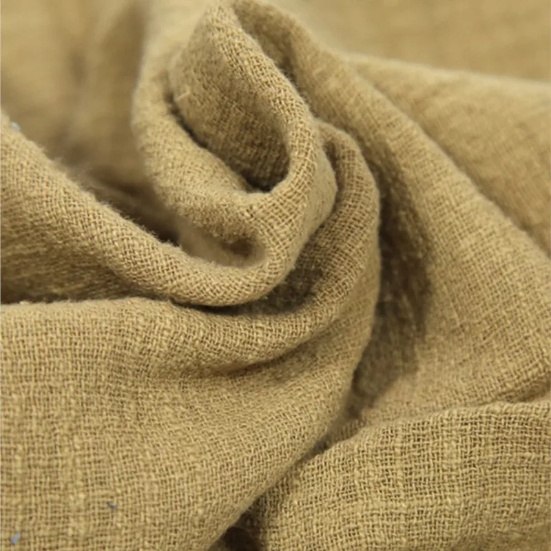 Bamboo Cotton Linen Fabric Pure Color Ethnic Plain Clothing Chinese Style Crepe Pleated Summer