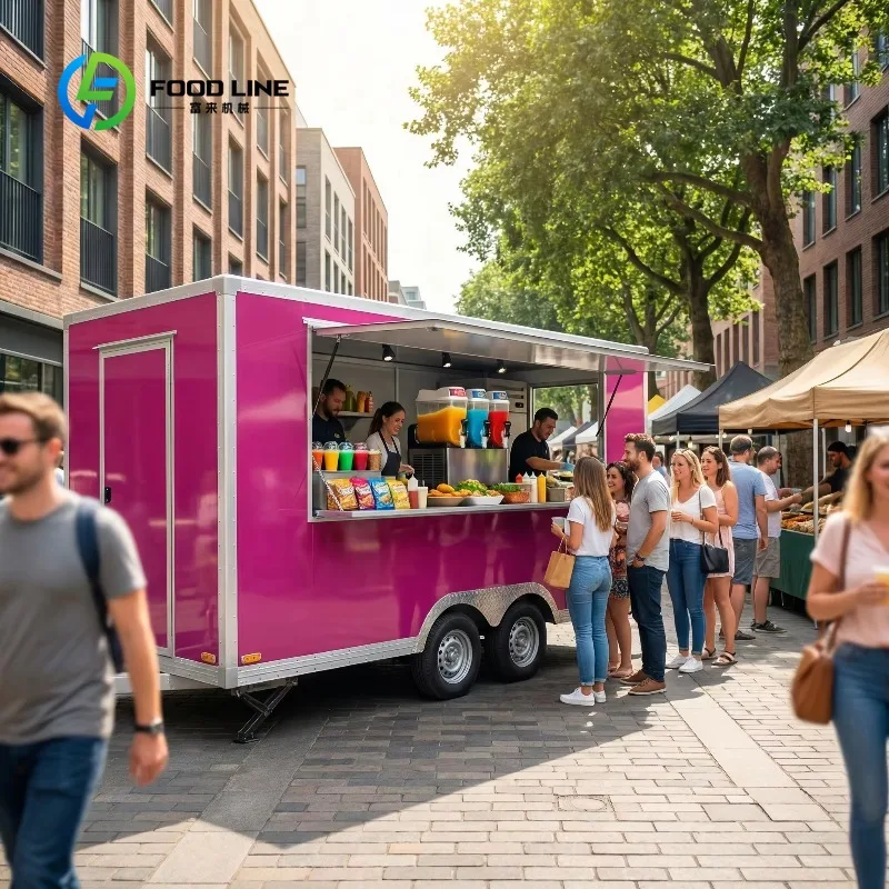 Square Food Cart Customized Hot Selling Box Trailer High Space Utilization with LED Fast Food Vending Equipment High Quality