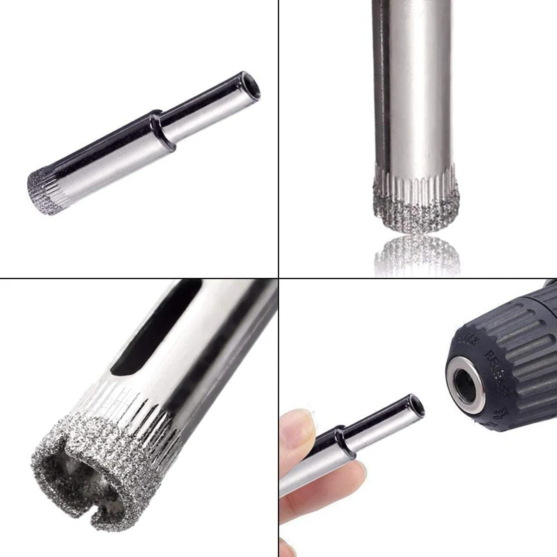 ABRE-60Pcs Diamond Drill Bit, 8Mm Diamond Coated Tip Hole Hollow Core Drill Bits Cutter For Glass Ceramics Porcelain Tile