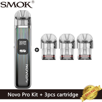 Original SMOK Novo Pro Kit 30W Vape 1300mAh + 3pcs Extra 3ml NOVO Pod Cartridge 0.6 or 0.8ohm E Cigarette Vaper Optional