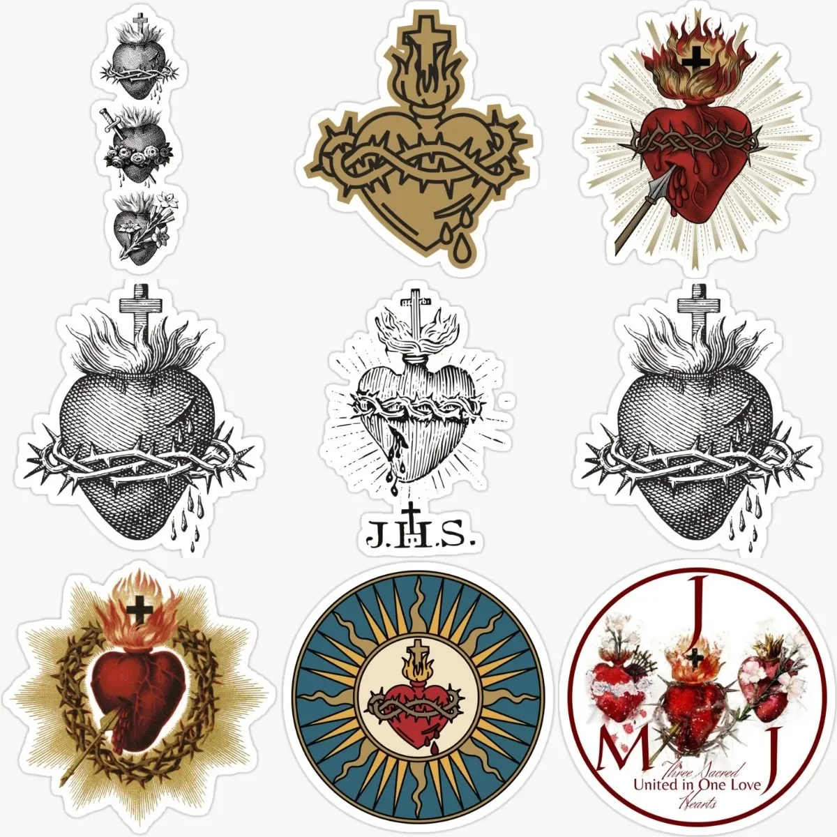 

Virgin Mary Jesus Christ Cross Heart Creative PVC Stickers Accessories for Decorate Wall Room Car Suv Motorcycle Off-road Fridge