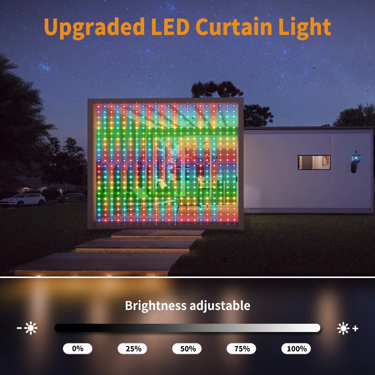 パターンledライト（アプリ制御付き）-400-led、usb給電、音楽同期rgbライト、diyスマートカーテンライト