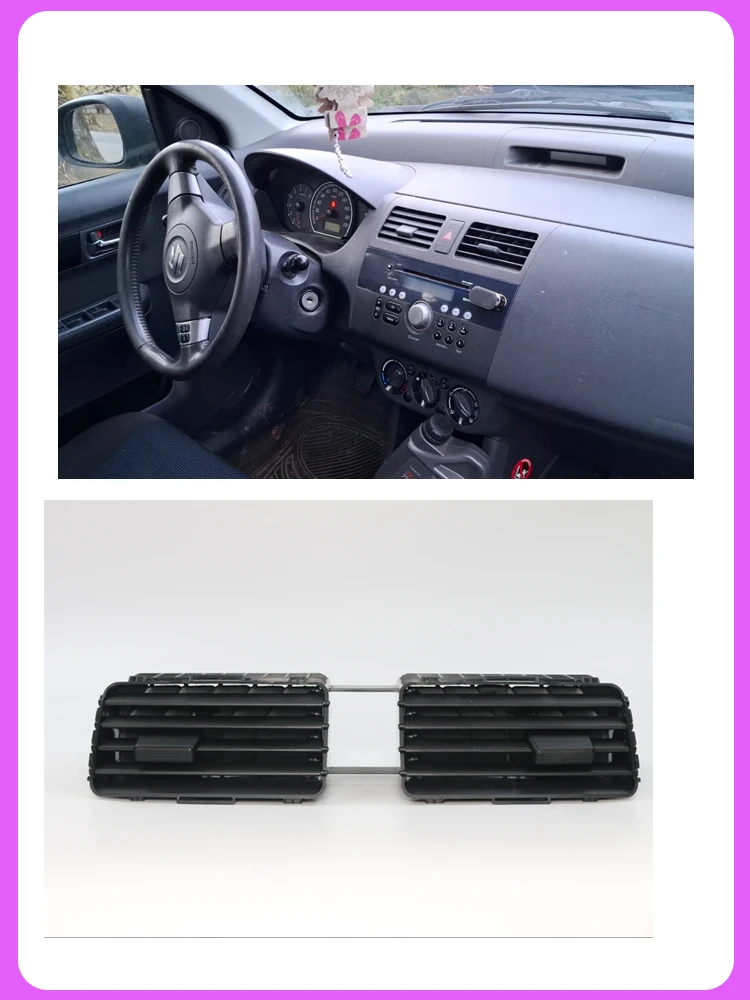 Car AC Air Vent Outlet Panel Grille Cover Air Conditioning For Suzuki 2004-2010 Swift/Matte Black/Middle vent