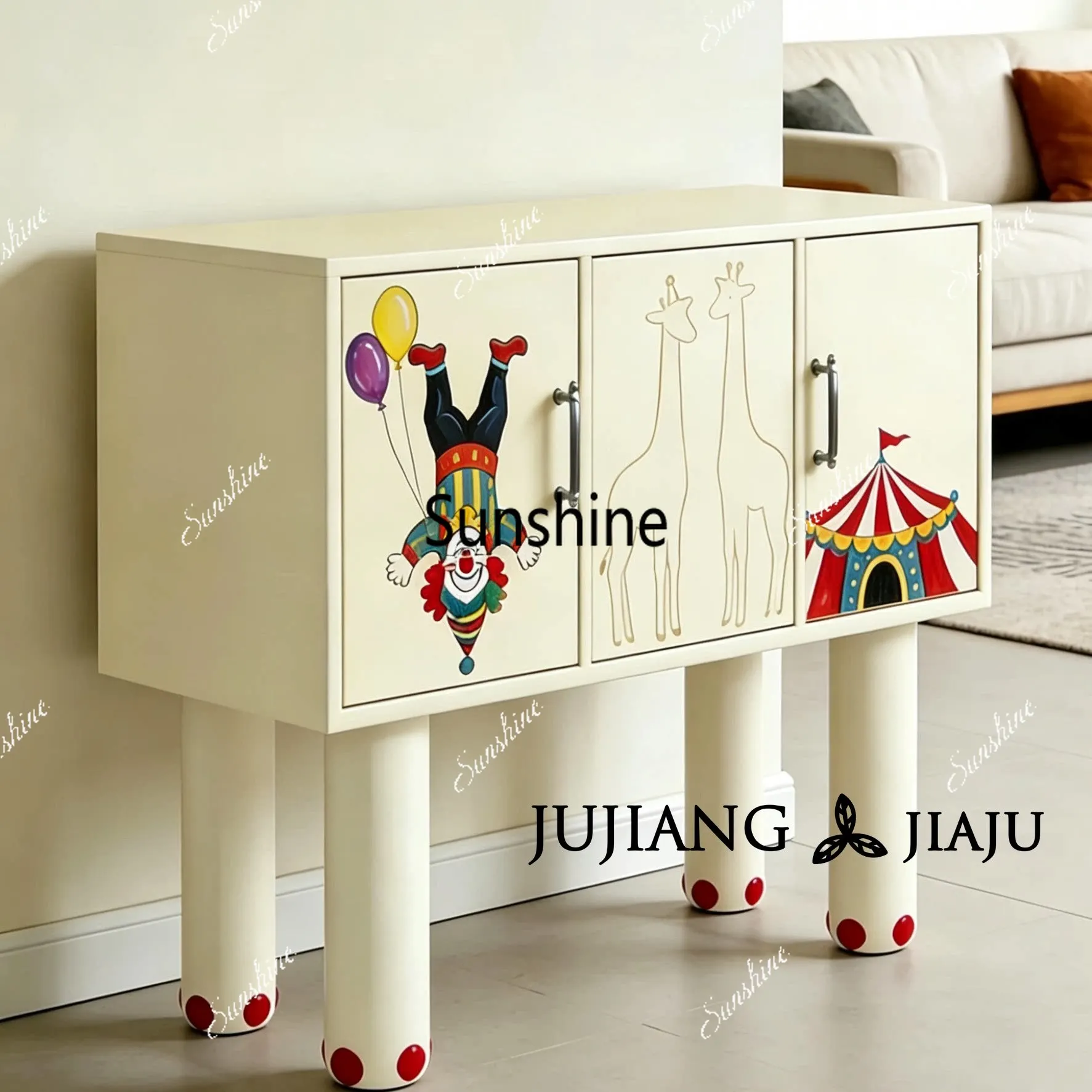 

Medieval American solid wood painted decorative cabinet household side cabinet